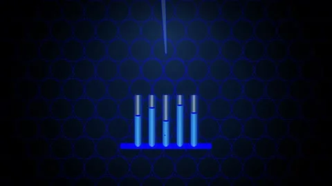 Abstract digital data visualization with animated blue bar graph and geomet.. 스톡 동영상 347465296
