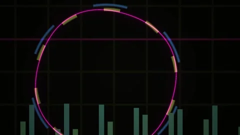 Abstract Digital Data Visualization with Circular Progress Interface and Ba.. Stock Footage 340493457