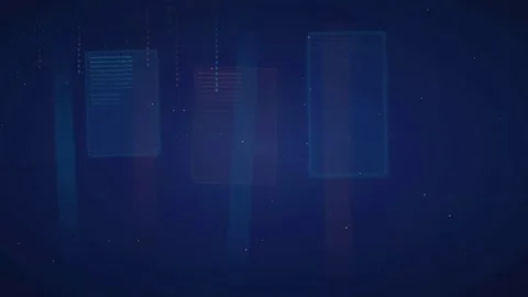 Abstract Digital Data Visualization with Floating Blue Holographic Panels and Stock Footage 339319453
