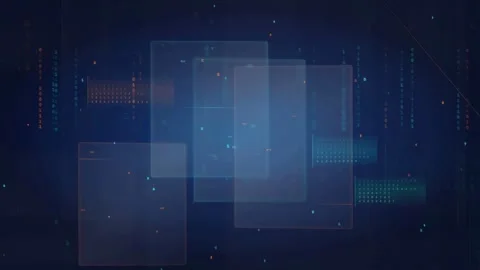 Abstract Digital Data Visualization with Floating Transparent Panels and Stock Footage 339320426