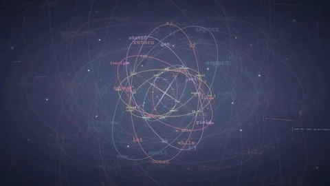 Abstract Digital Data Visualization with Floating Code and Glowing Geometric Stock Footage 339963621