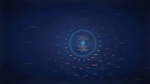 Abstract Digital Data Visualization with Floating Programming Code and Glowing Stock Footage 339972175