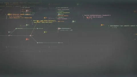 Abstract Digital Data Visualization with Floating Code Snippets and Connected Stock Footage 339973921
