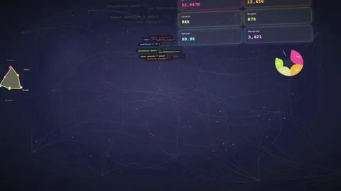 Abstract Digital Data Visualization with Floating Interface Elements and Stock Footage 340026608