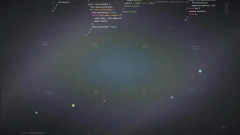 Abstract digital data visualization with flowing computer code and glowing Stock Footage 339958066