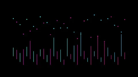 Abstract digital data visualization with fluctuating teal and magenta lines.. Video stock 340275070