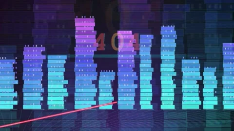 Abstract Digital Data Visualization with Glitch Effects and Glowing Blue Cyber Stock Footage 343428756