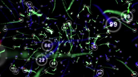 Abstract Digital Data Visualization With Glowing Particles Network Nodes Stock Footage 332477748