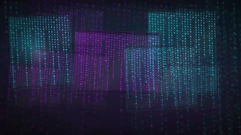 Abstract digital data visualization with glowing purple and blue particles Stock Footage 336778093