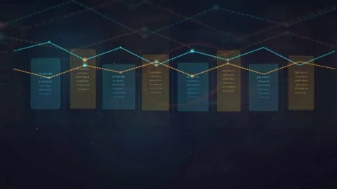 Abstract Digital Data Visualization with Glowing Connection Lines and Floating Stock Footage 339316771