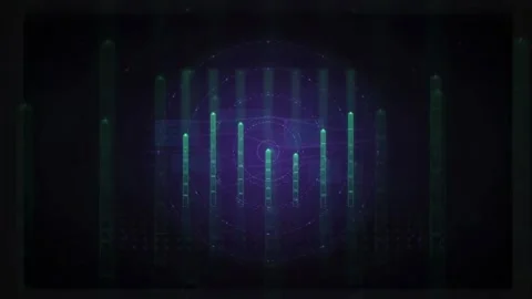 Abstract Digital Data Visualization with Glowing Blue and Purple Light Stock Footage 339317062