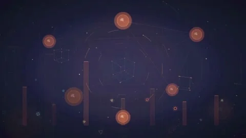Abstract Digital Data Visualization with Glowing Orange HUD Elements on Dark Stock Footage 339317315