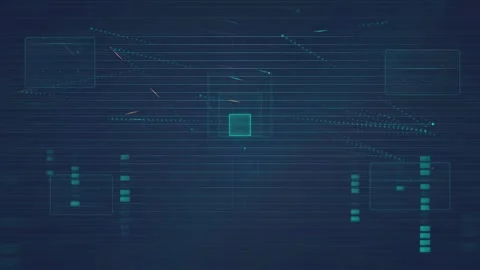 Abstract Digital Data Visualization with Glowing Blue Lines and HUD Interface Stock Footage 339317840