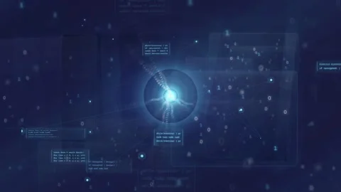 Abstract Digital Data Visualization with Glowing Blue HUD Interface and Stock Footage 339319298