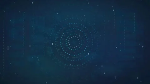 Abstract Digital Data Visualization with Glowing Blue Binary Code and Rotating Stock Footage 339323445