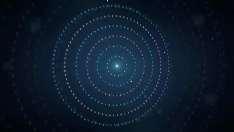 Abstract Digital Data Visualization with Glowing Blue Concentric Circles and Stock Footage 339324532