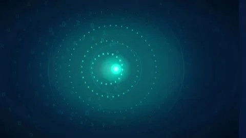 Abstract digital data visualization with glowing turquoise particles rotating Stock Footage 339326257