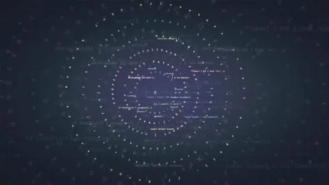 Abstract Digital Data Visualization with Glowing Circular HUD Interface and Stock Footage 339972379