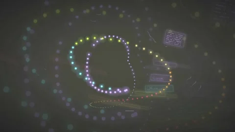 Abstract Digital Data Visualization with Glowing Particles and Floating Code Stock Footage 339973414