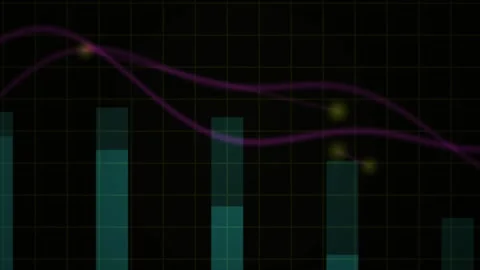Abstract Digital Data Visualization with Glowing Nodes and Dynamic Waveforms. Stock Footage 340493442
