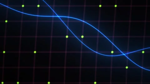 Abstract Digital Data Visualization with Glowing Nodes and Dynamic Waveforms. Stock Footage 341779310