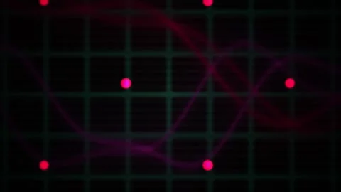 Abstract Digital Data Visualization with Glowing Red Nodes and Flowing Wave.. Stock Footage 341779333