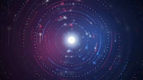Abstract digital data visualization with glowing particles rotating around a Stock Footage 341833594