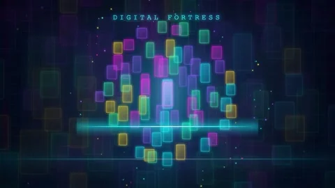 Abstract Digital Data Visualization with Glowing Neon Cubes and Cyber Security 스톡 동영상 343156287
