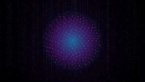 Abstract digital data visualization with glowing purple and blue particles Stock Footage 343157631