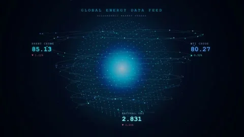 Abstract Digital Data Visualization with Glowing Blue Energy Sphere and Stock Footage 344775193