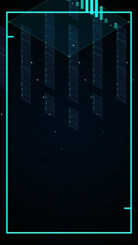 Abstract Digital Data Visualization with Glowing Cyan Geometric Elements Stock Footage 346203935