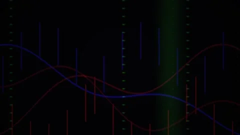 Abstract Digital Data Visualization with Moving Waveform Lines and Binary C.. Stock Footage 341779329