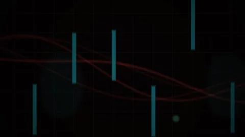 Abstract digital data visualization with moving vertical bars and wave line.. 스톡 동영상 346325320