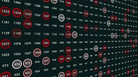 Abstract digital data visualization with numbered nodes and highlighted circles 動画素材 333782846