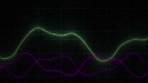 Abstract Digital Data Visualization with Pulsing Neon Waveforms. Stock Footage 340494004