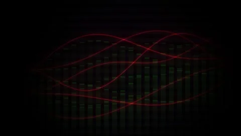 Abstract Digital Data Visualization with Pulsing Red Waveforms and Green Gr.. Stock Footage 341779366