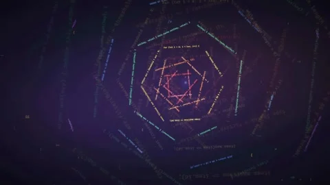 Abstract Digital Data Visualization with Rotating Hexagonal Code Structure on Stock Footage 339970167