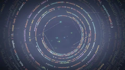 Abstract Digital Data Visualization with Rotating Circular Code and Futuristic Stock Footage 339975372
