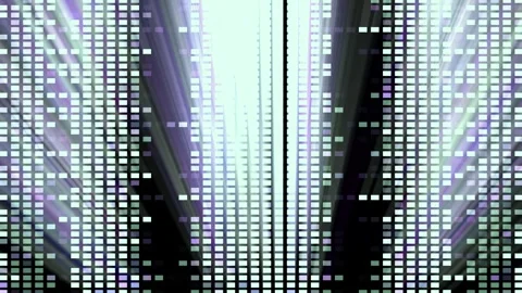 Abstract Digital Data Visualization with Vertical Light Bars and Glowing Effects Stock Footage 338222823
