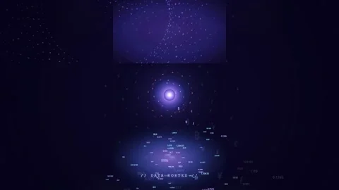 Abstract Digital Data Vortex with Glowing Purple Light and Floating Binary Code Stock-Footage 343445747