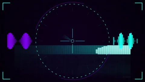 Abstract digital data wave background with neon technology visualization stre Stock Footage 344649845