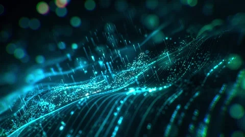 Abstract digital data wave with glowing particles Video stock 309932505