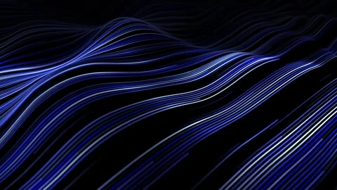 Abstract digital data wave with glowing particles dynamic lines dark loop Video stock 317449311