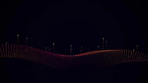 Abstract digital data wave with glowing points and vertical lines video 動画素材 346067518