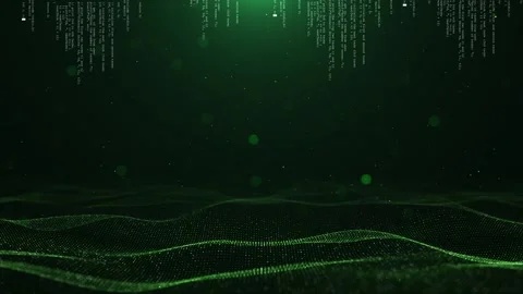 Abstract digital data wave hologram 3D code Digital buildings Big Data Particles Stock Footage 312023825