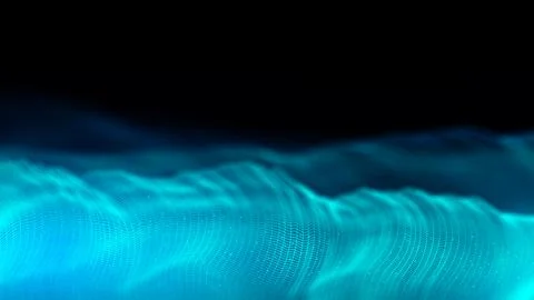 Abstract digital data wave made of glowing blue light particles and futuris.. Stock Photos