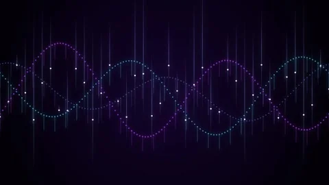 Abstract digital data wave on purple background with glowing particles motion Stock Footage 346973578