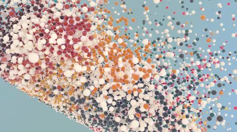 Abstract digital decorative background with thousands of flying balls Ilustração Stock