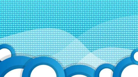 Abstract Digital Design with Blue Circular Patterns and Pixel Background Illustrazione stock