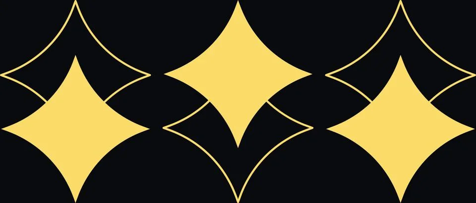 Abstract digital design featuring gold twinkling stars on a black background Stock Illustration
